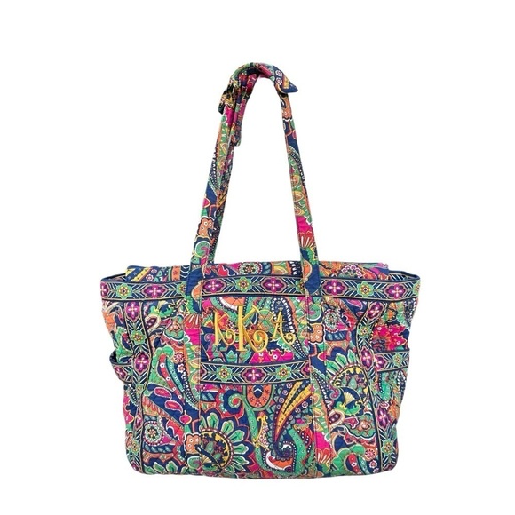 Vera Bradley large duffle bag overnight carry-on shoulder travel weekender zip - Picture 1 of 15